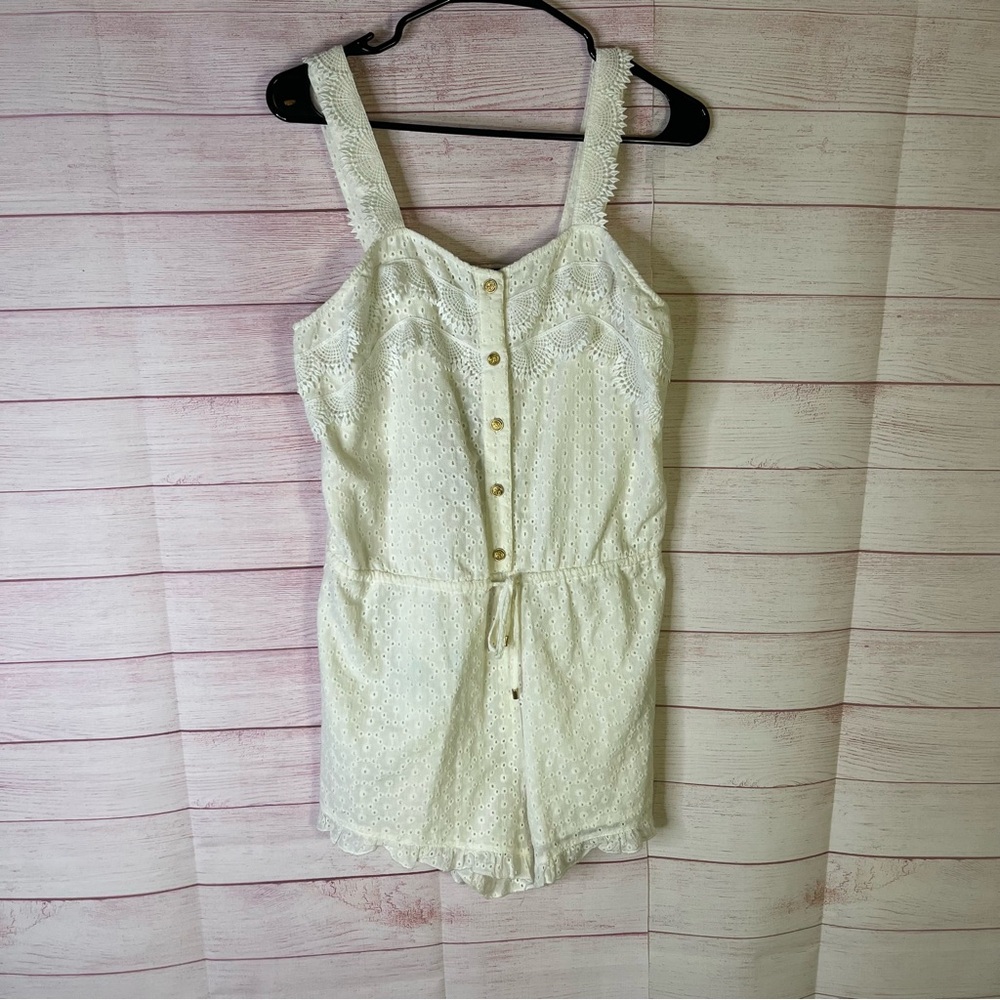 Sperry NWT White Eyelet Style P92BD26 100% Cotton Romper Size Medium